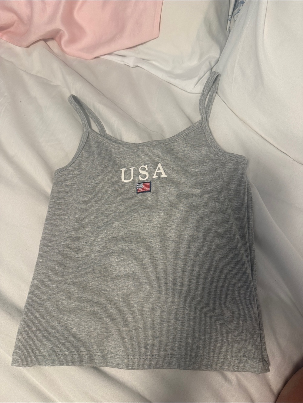 Aeropostale Gray USA Ribbed Camisole Tank - Picture 1 of 2